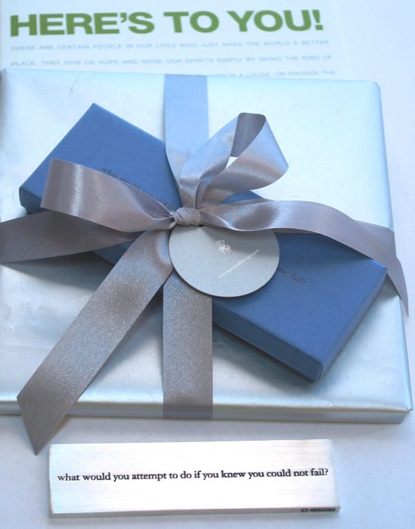 bumbleBdesign - Here's To You Gift with Paperweight - "What Would You Attempt.." gift-wrapped