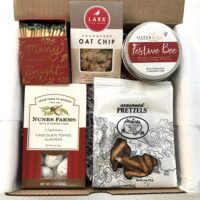 Holiday Cheer Box -with beeswax candle + Merry + Bright matches + snacks