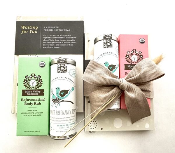 Eco-friendly Pregnancy Relaxation Gift - with body rub, herbal organic tea, & a pregnancy keepsake journal
